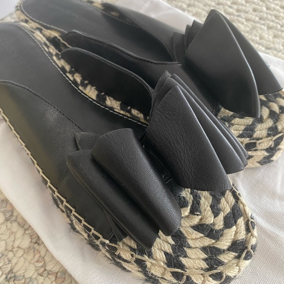 Siegerson Morrison leather bow platform slides - Picture 3 of 10